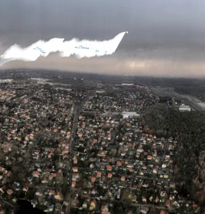  Iphone photos made out of a plane window with the panoramic function, the images are just dropped, but not significantly modified later on the computer. (Drifting Skies)